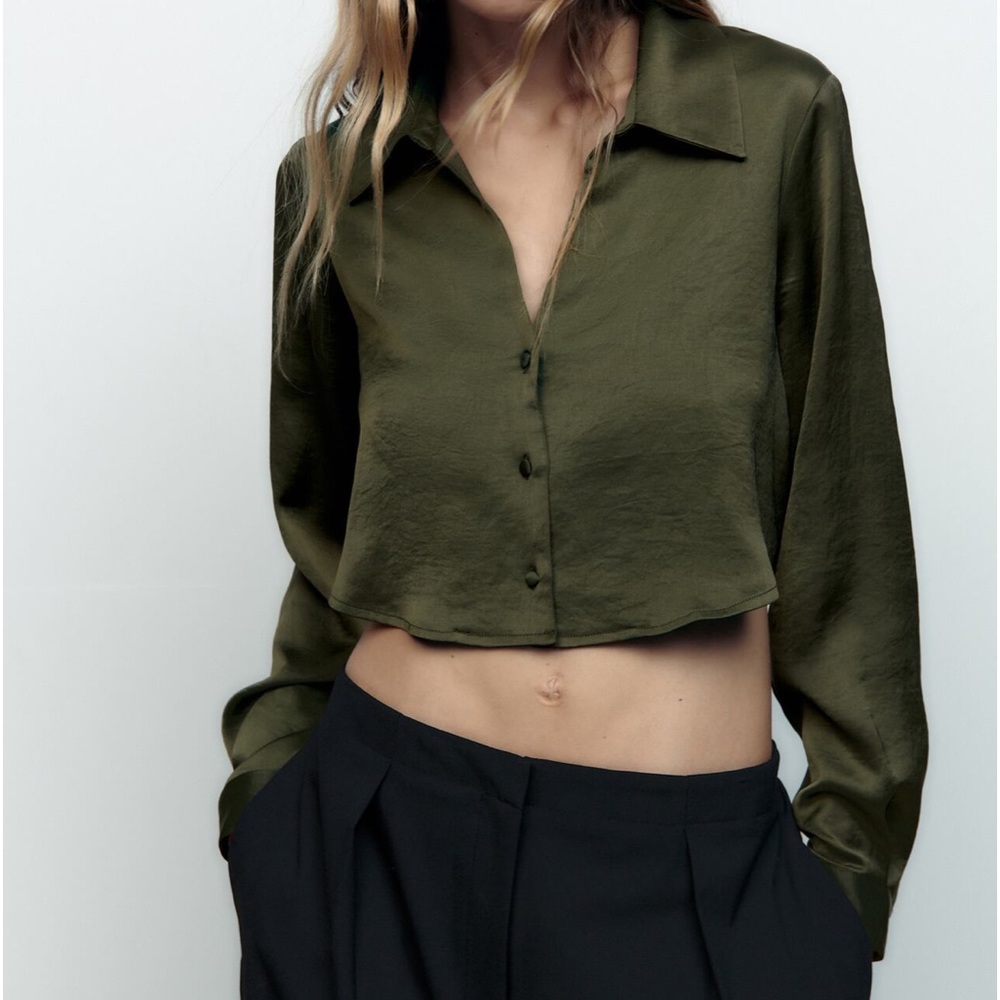 Zara Green Satin Top - Size Medium